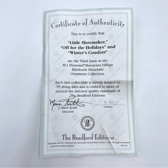 1999 Vintage Bradford Exchange M. I. Hummel Little Shoemaker Christmas Ornament - Picture 3 of 12